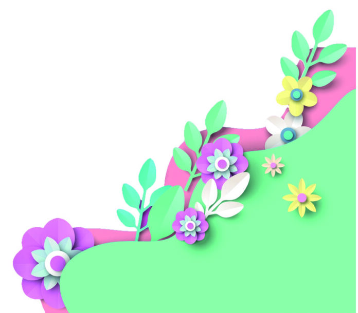 Paper,Cut,Spring,Flowers,And,Leaves,,Vector,Illustration.,Spring,Background.